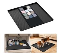 URMONA Waterproof Silicone Under Sink Mat 22"W x 22"L, Shelf Liner for Kitchen and Bathroom, Cabinet and Counter Protector, Storage and Organizers, Litter Mat, Pet Cat Puppy Essentials (Black)