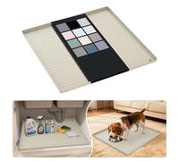 URMONA Waterproof Silicone Under Sink Mat 22"W x 22"L, Shelf Liner for Kitchen and Bathroom, Cabinet and Counter Protector, Storage and Organizers, Litter Mat, Pet Cat Puppy Essentials (Cream)