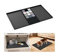 URMONA Waterproof Silicone Under Sink Mat 22"W x 34"L, Shelf Liner for Kitchen and Bathroom, Cabinet and Counter Protector, Storage and Organizers, Litter Mat, Pet Cat Puppy Essentials (Black)