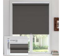 UrMoon Blackout Roller Blinds for Windows, No Drill Cordless Blind Easy Fit Room Darkening Shades Trimmable UV Protection Thermal for Home Office (Blackout - Dark Brown, 58cm W x 122cm H)