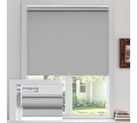 UrMoon Blackout Roller Blinds for Windows, No Drill Cordless Blind Easy Fit Room Darkening Shades Trimmable UV Protection Thermal for Home Office (Blackout - Dark Gray, 122cm W x 122cm H)