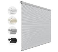 UrMoon No Drill Cordless Cellular Blinds Pleated Shades Honeycomb Shades with Insulation,Blackout Custom Easy Fit for Home Office (Light Filtering - Grey, 55cm W x 122cm H)