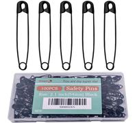 Urmspst Safety Pins, 100PCS-2.1Inch Small Safety Pins, Rust-Resistant Nickel Plated Steel, Sharp Edge Safety Pin for Clothes, Sewing, Arts & Craft, Small Decorative Safety Pins (Black)
