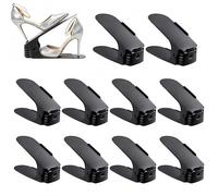 UrMsun 10 Pack Shoe Slots Organizer Adjustable Shoe Stacker Space Saver Double Deck Shoe Rack Holder Shoe Stack for Closet Organization Black
