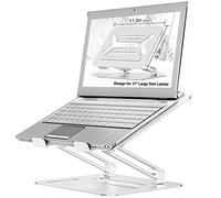 urmust Adjustable Laptop Stand for Desk Aluminum Computer Stand for Laptop Riser Holder Notebook Stand Compatible with MacBook Air Pro Ultrabook All Laptops 11-17"(Silver)