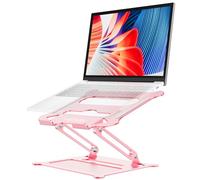 urmust Laptop Notebook Stand Holder, Ergonomic Adjustable Laptop Stand Riser Portable with Heat-Vent Compatible with MacBook Air Pro, Dell, HP, Lenovo Light Weight Aluminum Up to 15.6" (Rose Gold)