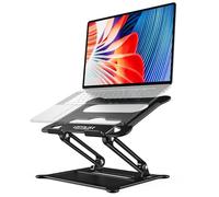 urmust Laptop Stand, Adjustable Laptop Stand for Desk, Black | Ergonomic Aluminum Laptop Holder with Heat Vent compatible for MacBook Dell HP Lenovo up to 15.6 inch, Office Study Travel