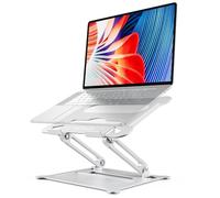 urmust Laptop Stand, Adjustable Laptop Stand for Desk, Silver | Ergonomic Aluminum Laptop Holder with Heat Vent compatible for MacBook Dell HP Lenovo up to 15.6 inch, Office Study Travel
