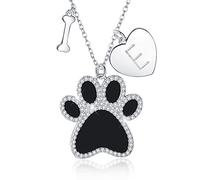 URMWMOO 925 Sterling Silver Always in My Heart Paw Print Dog Cat Pendant Necklace Infinity Jewelry Gift for Women, Sterling Silver, Cubic Zirconia