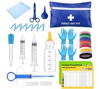URMYONLY Whelping Supplies Kit for Puppies and Kittens Birth with Nursing Bottle, Pill Shooter,Newborn Collars,Record Charts, Pee Pads, Bulb Aspirator,Plastic Scissor, Cord Clamps