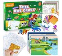 URMYWO Foil Fun Arts & Crafts for Kids Ages 4-12 | Large Size | 20 Themes | Double Sided with Coloring Back | No Mess Art Kit | Travel Toys Gifts for Girls Boys (Colorful) (Green)