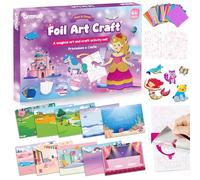 URMYWO Foil Fun Arts & Crafts for Kids Ages 4-12 | Large Size | More Themes | Double Sided with Coloring Back | No Mess Art Kit | Travel Toys Gifts for Girls Boys (Colorful)