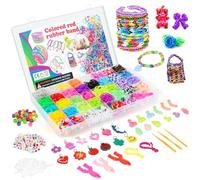 URMYWO Loom Bands Kit, 30 Colors Loom Rubber Bands with Clips Charms Beads and Other Accessories for DIY Gifts Present for 3 4 5 6 7 8 9 10 Years Old (Colorful)
