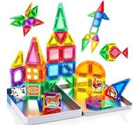 URMYWO Magnetic Tiles for Kids Aged3-8, 4 Level Building Set with Numbers,Dinosaur,Rocket,Tank,Fighter Jet Designs, Portable Magnetic Building Blocks, Travel Toys Gifts for Boys Girls Aged 3+,36pcs