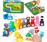 URMYWO Montessori Toys for 18+ Months,10Jungle animals Train Toy whith Playmat for Learning Stacking,Counting,Sorting,Matching,Educational Toys Gifts for Toddlers 1 2 3 Year Old