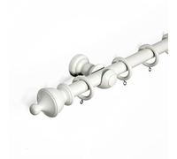 URN Finial 28 mm Wooden Curtain Poles Fixed Length Multi Finials Curtain Pole Wooden Beautiful Design Wooden Finials, Linen White URN 150 cm