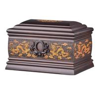 Urn For Ashes For Humans Classical Art Dragon And Phoenix Pattern Columbarium, Men And Women Decorate The Ash Box With Solid Wood, Commemorate The Loved One(Brown A)
