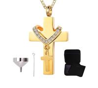 Urn for Ashes Necklace, Concealed Ashes Pendant, Compartment Cross Urn Pendant Necklace for Cremation, Remembrance, Travel, Outdoors, Home Display