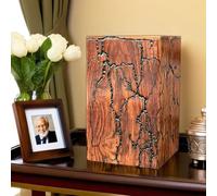Urn for Human Ashes Fractal Burning Wooden Urn Box Funeral Urns Cremation Urns for Adult Ashes Handcrafted wood urn box Memorial Urns (Black, (Small - 8" Hx4.75 W (115 Cu/in))