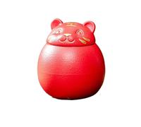 Urn For Pet Ashes Tiger Shape Memorial Cremation Urns-Handcrafted Black Decorative Urns For Funeral Cat Urn Dog(Red)