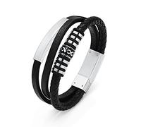 Urn Leather Bracelet Cremation Jewelry for Ashes for Women Men Memorial Cuff Bangle Braided Bracelet