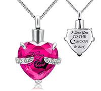 Urn Necklace for Ashes Always in My Heart I Love You to the Moon and Back Birthstone Cremation Keepsake Pendant Necklaces (July)