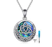 Urn Necklaces for Ashes 925 Sterling Silver Celtic Knot Abalone Shell Pendant Necklace Cremation Memorial Keepsake Irish Scottish Norse Urn Jewellery for Ashes of Loved Ones for Women Men Unisex