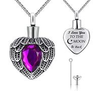 Urn Necklaces for Ashes Angel Wing Birthstone Charm Heart Cremation Jewelry Keepsake Holder Memorial Necklace Pendant
