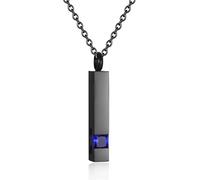 Urn Necklaces for Ashes Stainless Steel Bar Pendant Necklace Cube Memorial Ashes Necklace Crystal Cremation Urn Pendant for Men, 2.5 cm x 3.2 cm x 1.2 cm, Stainless Steel, No Gemstone
