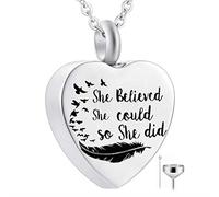 Urn Necklaces for Human Ashes Believed Could so she did' Cremation Jewelry Necklace Pendant Funnel Filler Kit