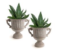 Urn Planter Flower Pots Set of 2 Concrete Grey Vintage Style Flower Pots | Footed Planter, Flower Pot, Plant Pot, Vintage Urn, Concrete, Garden Decor, Vintage Style