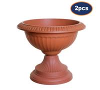 Urn Planter Grecian Flower Pot Classic Outdoor Plastic Terracotta 42Cm 2Pcs