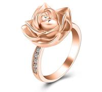 Urn Ring for Ashes Rose Flower Cremation Jewelry Crystal Ashes Ring for Women Stainless Steel Rose Flower Keepsake Memorial for Ring Gifts, Crystal, No Gemstone