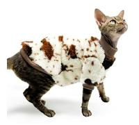 Urnat Cat Flannel Clothes, Warm Soft Winter Jumpsuit Sweater Shirt Clothing for Hairless Sphynx Devon & Indoor Kittens (L)