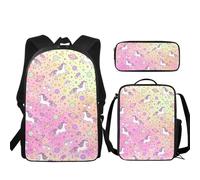 Urndoeng Backpack Set for Kids 3 PCS,17 Inch Bookbag Insulated Lunch Bag Pencil Case for Boys Girls,Perfect for School, Work, and Outdoor Activities Planet Horse