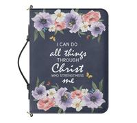 Urndoeng Bible Cover Bag for Women,Men with Handle and Pocket Lightweight Scripture Study Carrying Book Cover Church Bag for Catholic Church Blue