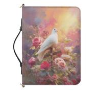 Urndoeng Bible Cover Bag for Women,Men with Shoulder Strap Church Bag with Handle and Pocket for Women,Girl Christian Gifts Bird Print Pink