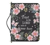 Urndoeng Bible Cover for Women Protective Bible Bag for Church Durable Bible Case with Multi-Pocket,Shoulder Strap Pink Floral Print