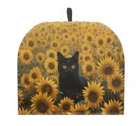 Urndoeng Black Cat Tea Cosy for Breakfast & Tea Time,Sunflowers 600D Polyester Heat-Resistant Cover w/Hanging Loop, 4-8 Cup Teapot Insulator, British Farmhouse Kitchen Décor
