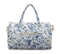 Urndoeng Blue and White Flowers Pattern Quilted Duffle Bag for Travel, Gym Bag for Women, Weekend Bag with Zipper Pocket Dance Bag Organizer Casual Bag Gifts for Womens