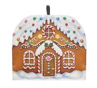 Urndoeng Christmas Tea Cosy w/Quilted Padding Heat-Resistant Teapot Cozy For Xmas,Coffee Time,Party Hanging Loop Foldable Insulator Gingerbread House Print