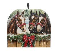 Urndoeng Christmas Tea Cozy For Teapot Insulated Kettle Cover Hangable Extra Thick Tea Pot Cover For Breakfast,Coffee Time,Holiday Xmas Horse Print