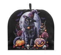 Urndoeng Halloween Cat Pattern Tea Cozy for Teapot Novelty Tea Pot Kitchen Decorative With Handle Dust Cover for Keeping Warm Can Hung And Folded