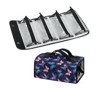 Urndoeng Hanging Roll-Up Makeup Bag Travel Toiletry Organizer for Women - 4 Removable Storage Bags - Organize Make Up Cosmetics First Aid Medicine Personal Care Bathroom Butterfly Print