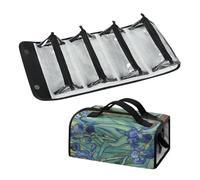 Urndoeng Irises Print Hanging Roll-Up Makeup Bag Travel Toiletry Organizer for Women - 4 Removable Storage Bags - Organize Make Up Cosmetics First Aid Medicine Personal Care Bathroom