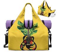 Urndoeng Jamaican Guitar Print Yoga Mat Bag Reggae Gym Bag with Waterproof Pocket Zippe Ideal for Yoga, Pilates, Workout, Travel
