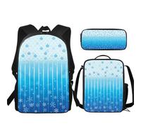 Urndoeng Kids Backpack for Girls Boys 3Pcs School Bag with Adjustable Strap Lunch Bag Pencil Bag Bookbag Set for Elementary Middle School Kids 6-18 Snowflake Scales