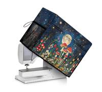Urndoeng Mushroom Moon Pattern Sewing Machine Cover with Storage Pockets,Dust & Pet Hair Protection,Fits Standard Singer, Brother and Janome Machines, Protecting & Decorating Your Sewing Space (Blue)