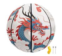 Urndoeng PU Leather Basketball Size 5, Size 7 Cool Personality Basketball Orient Dragon Print (White)
