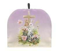 Urndoeng Purple Easter Tea Cosy For Breakfast & Tea Time Heat-Resistant Cover W/Hanging Loop For 4-8 Cup Teapot Set British Kitchen Decoration Cross Print